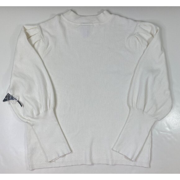Worthington Womens Ribbed Knit White Long Sleeve Ruffle Shoulder Sweater Size 2X - Picture 2 of 4